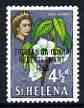 Tristan da Cunha 1963 Red-Wood Flower 4.5d opt'd Tristan Resettlement on St Helena def with lace background, unmounted mint, SG 59