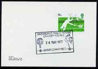 Postmark - Great Britain 1977 card bearing illustrated cancellation for 34th World Table Tennis Championships
