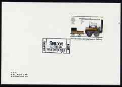 Postmark - Great Britain 1975 card bearing illustrated cancellation representing a Shildon Train Ticket