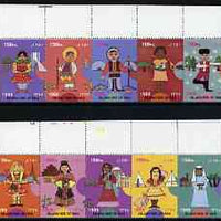 Iran 1999 International Childrens' Day perf strip of 10 unmounted mint, SG 3006-15
