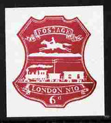 Cinderella - Great Britain 1971 Strike Post labels for London N10 District 6d cerise depicting Post Rider & Steam Train, without gum