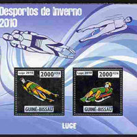Guinea - Bissau 2010 Winter Olympic Sports - Luge perf sheetlet containing 2 values in silver unmounted mint