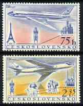 Czechoslovakia 1957 Opening of Czechoslovak Airlines perf set of 2 unmounted mint, SG 1000-1001