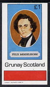 Grunay 1982 Composers (Mendelssohn) imperf souvenir sheet (£1 value) unmounted mint