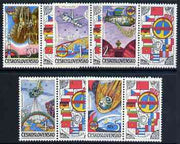 Czechoslovakia 1984 Interkosmos Space Flights perf set of 5 each se-tenant with label, unmounted mint SG 2724-28