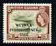 Guyana 1966 Water Lilies 3c with Independence opt (Local opt on Script CA wmk) unmounted mint SG 422