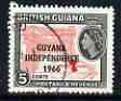 Guyana 1966 Map of Carbbean 5c with Independence opt (De La Rue opt on Block CA wmk) fine used, SG 388