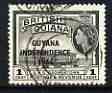Guyana 1966 GPO Georgetown 1c with Independence opt (DLR opt on Block CA wmk) fine used SG 385