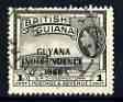 Guyana 1966 GPO Georgetown 1c with Independence opt (Local opt on Script CA wmk) fine used, SG 420