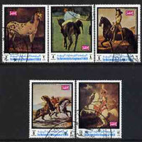 Yemen - Royalist 1970 Paintings of Horses perf set of 5 fine cto used Mi 1007-11B