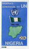 Nigeria 1985 40th Anniversary of United Nations - original hand-painted artwork for 20k value showing UN Emblem, Map & Flag by NSP&MCo Staff Artist Hilda T Woods on card size 130 x 220 mm endorsed A6