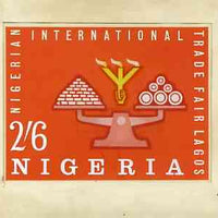 Nigeria 1962 International Trade Fair - original hand-painted artwork for 2s6d value showing scales, possibly by R Hegeman on board 135 x 103 mm