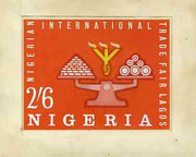 Nigeria 1962 International Trade Fair - original hand-painted artwork for 2s6d value showing scales, possibly by R Hegeman on board 135 x 103 mm