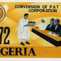 Nigeria 1972 Posts & Telecommunications Corporation - original hand-painted artwork for 4d value showing corporate presentation by NSP&MCo Staff Artist Samuel A M Eluare on card 220 x 130 mm