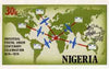 Nigeria 1974 Centenary of UPU - original artwork for 30k value showing Air mail routes,by NSP&MCo Staff Artist Samuel A M Eluare on card 223 x 128 mm