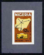 Nigeria 1975 Telex - imperf machine proof of 12k value (as issued stamp) mounted on small piece of grey card believed to be as submitted for final approval