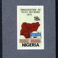 Nigeria 1975 Telex - imperf machine proof of 18k value (as issued stamp) mounted on small piece of grey card believed to be as submitted for final approval