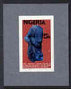 Nigeria 1978 Antiquities - imperf machine proof of 5k value (similar to issued stamp but inscription on 3 lines instead of 2) mounted on small piece of grey card believed to be as submitted for final approval