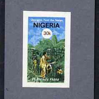 Nigeria 1978 Operation Feed the Nation - imperf machine proof of 30k value (as issued stamp) mounted on small piece of grey card believed to be as submitted for final approval