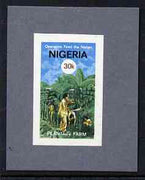Nigeria 1978 Operation Feed the Nation - imperf machine proof of 30k value (as issued stamp) mounted on small piece of grey card believed to be as submitted for final approval