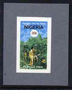 Nigeria 1978 Operation Feed the Nation - imperf machine proof of 30k value (as issued stamp) mounted on small piece of grey card believed to be as submitted for final approval