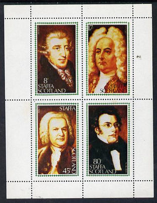 Staffa 1980 Composers (Haydn, Handel, Schubert & Bach) perf set of 4 values (8p to 80p) unmounted mint