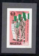 Nigeria 1985 International Youth Year - imperf machine proof of 55k value (as issued stamp) mounted on small piece of grey card believed to be as submitted for final approval