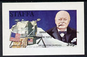 Staffa 1972 Pictorial imperf souvenir sheet (35p value) Churchill & Luna Module (opt'd IBRA Munich 1973) unmounted mint