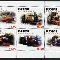 Komi Republic 1999 Steam Locos #3 (Narrow Gauge) perf sheetlet containing complete set of 6 values unmounted mint