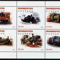 Mordovia Republic 1999 Steam Locos #2 (Narrow Gauge) perf sheetlet containing complete set of 6 values unmounted mint