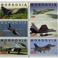 Mordovia Republic 1997 Modern Jets perf sheetlet containing complete set of 6 values unmounted mint