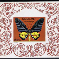 Nagaland 1971 Butterfly (Helena Birdwing) opt'd 7th Death Anniversary of Kennedy imperf Miniature sheet (2ch value) unmounted mint