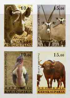 Karakalpakia Republic 1996 Animals #1 imperf sheetlet containing 4 values unmounted mint