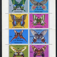 Nagaland 1971 Butterflies opt'd 7th Death Anniversary of Kennedy perf set of 8 values complete unmounted mint