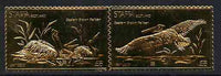 Staffa 1976 Eastern Brown Pelican (Male & Female) £8 + £8 se-tenant pair perforated & embossed in 23 carat gold foil unmounted mint
