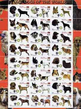 Timor (East) 2000 Dogs #02 perf sheetlet containing 24 values each with Scouts & Rotary Logos unmounted mint