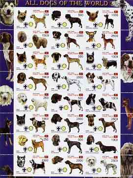 Timor (East) 2000 Dogs #03 perf sheetlet containing 24 values each with Scouts & Rotary Logos unmounted mint