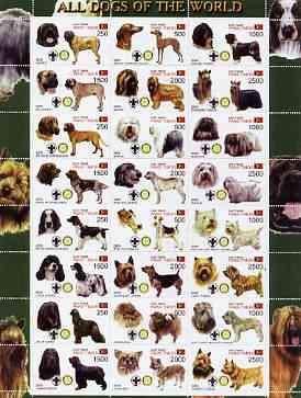 Timor (East) 2000 Dogs #01 perf sheetlet containing 24 values each with Scouts & Rotary Logos unmounted mint