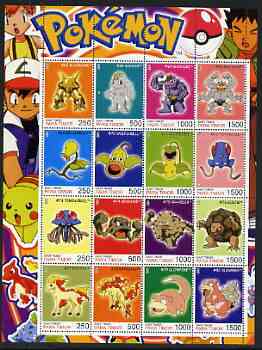 Timor (East) 2001 Pokemon #05 (characters nos 65-80) perf sheetlet containing 16 values unmounted mint