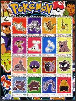 Timor (East) 2001 Pokemon #06 (characters nos 81-96) perf sheetlet containing 16 values unmounted mint