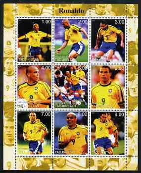 Tadjikistan 2000 Ronaldo perf sheetlet containing 9 values unmounted mint