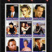 Rwanda 1999 Millennium - Movie Stars of the 20th Century (Medium) perf sheetlet containing 9 values unmounted mint