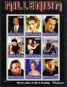 Rwanda 1999 Millennium - Movie Stars of the 20th Century (Medium) perf sheetlet containing 9 values unmounted mint