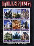 Rwanda 1999 Millennium - Architecture of 11th to 19th Centuries perf sheetlet containing 9 values unmounted mint
