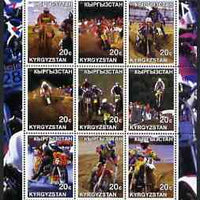 Kyrgyzstan 2001 Trials Motorcycles perf sheetlet containing 9 values unmounted mint