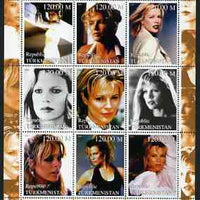 Turkmenistan 2000 Kim Basinger perf sheetlet containing 9 values unmounted mint