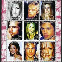 Kyrgyzstan 2000 Jennifer Aniston & Brad Pitt perf sheetlet containing 9 values unmounted mint