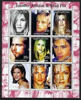 Kyrgyzstan 2000 Jennifer Aniston & Brad Pitt perf sheetlet containing 9 values unmounted mint