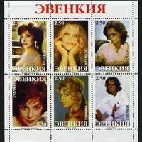 Evenkia Republic 2000 (?) Actresses (B Bardot, Gina Lola & S Loren) perf sheetlet containing 6 values unmounted mint