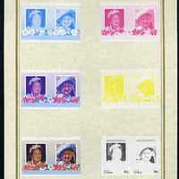 Tuvalu - Vaitupu 1985 Life & Times of HM Queen Mother (Leaders of the World) 40c set of 7 imperf progressive proof pairs comprising the 4 individual colours plus 2, 3 and all 4 colour composites mounted on special Format Internati……Details Below